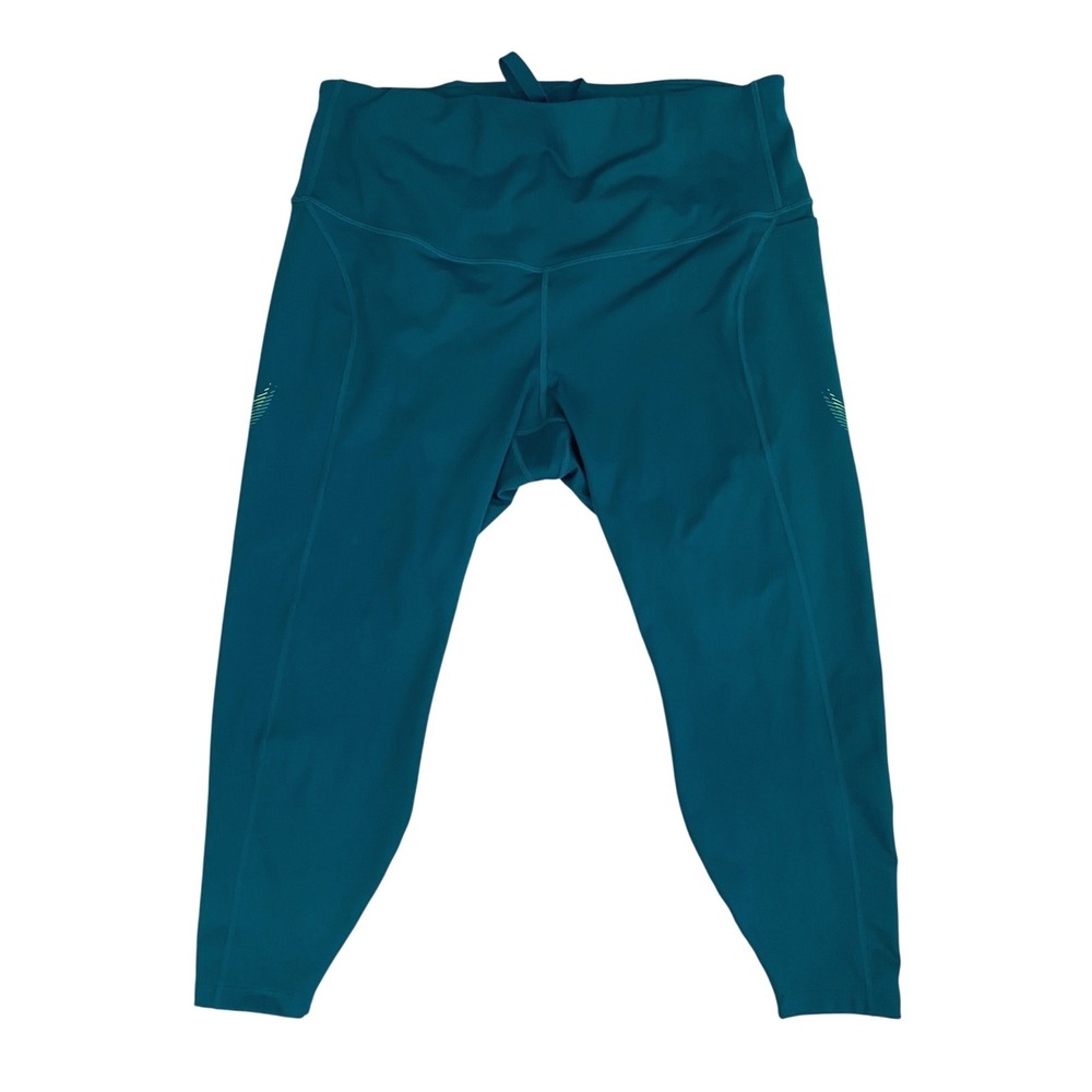 NWOT Nike Teal Leggings with Lime Swoosh Accent - Picture 2 of 12